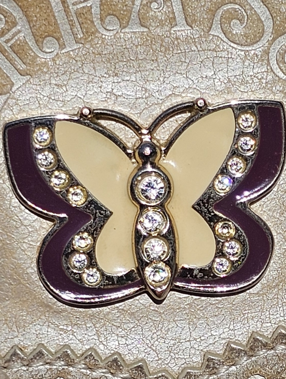 Anna Sui Gold Beige Butterfly Accent Wallet - Picture 7 of 15